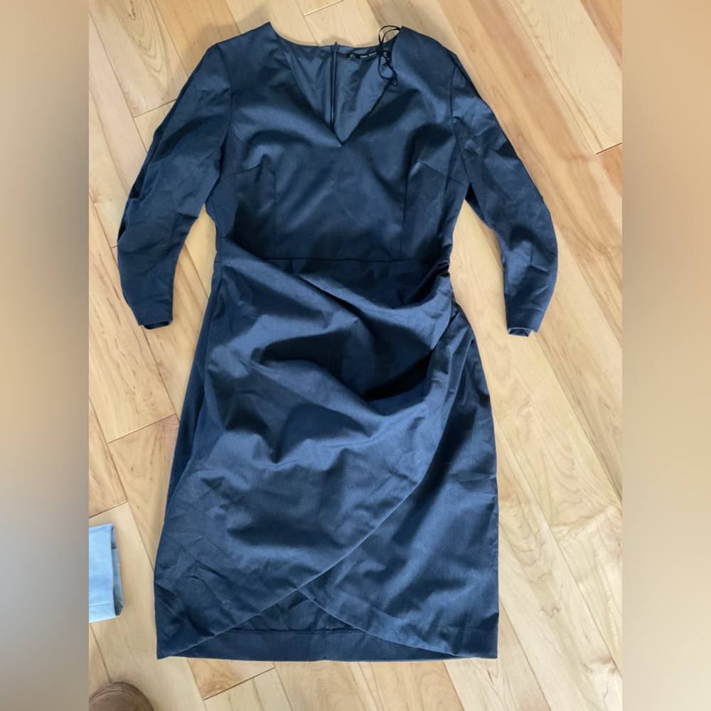 Zara NAVY Blue Midi Dress